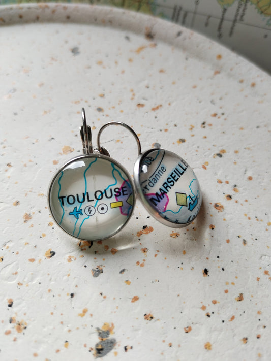 Boucles d'oreilles Carte routière - Marseille-Toulouse
