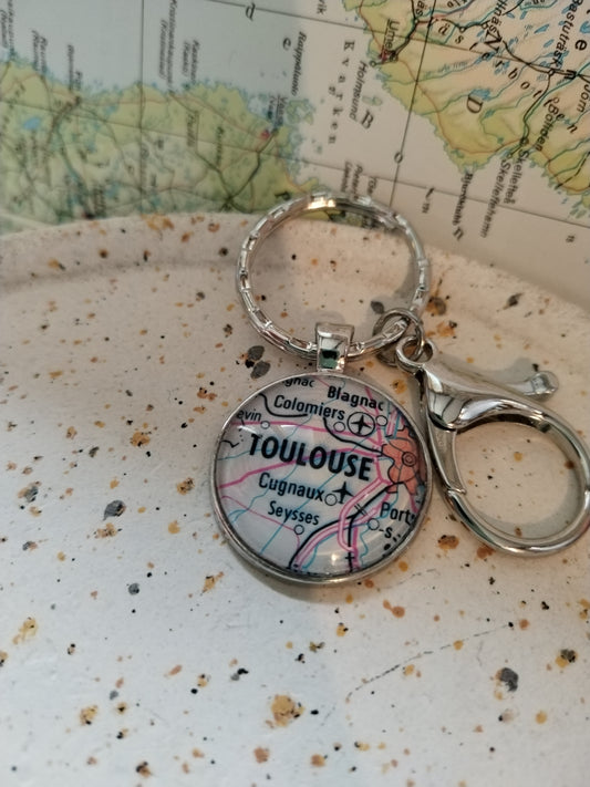 Porte clé carte routière - Toulouse