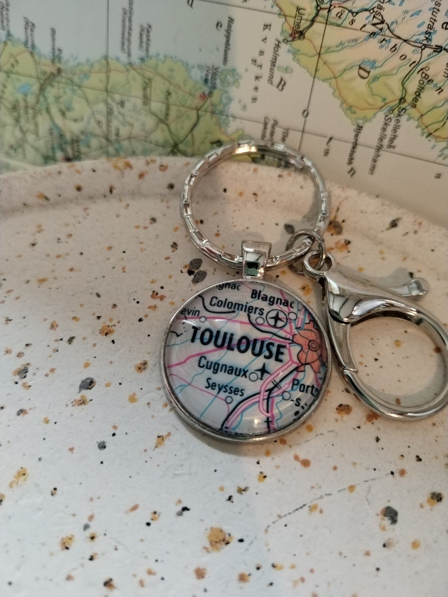 Porte clé carte routière - Toulouse