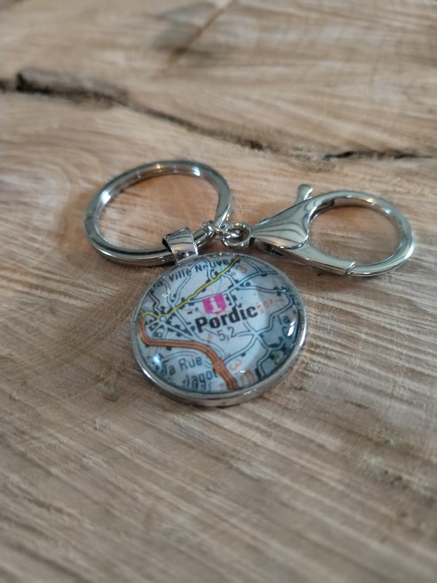 Porte clé PORDIC- carte routiere -recyclage
