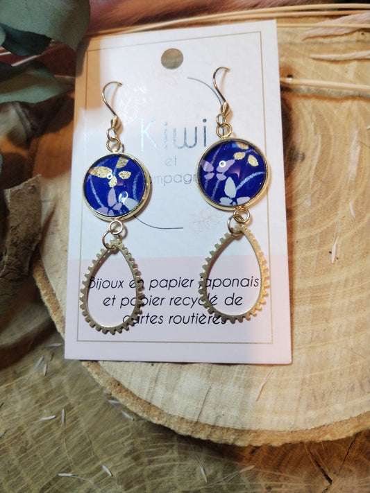 Boucles d'oreille bleu et papillon