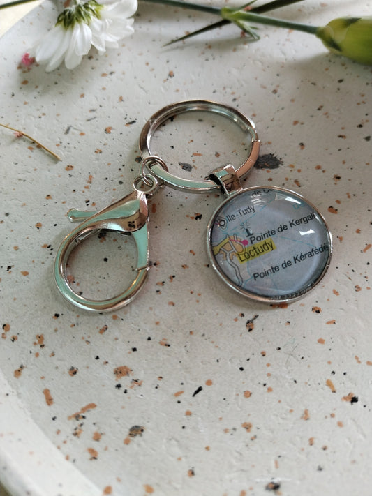 Porte clé ville de Loctudy carte routière -recyclage