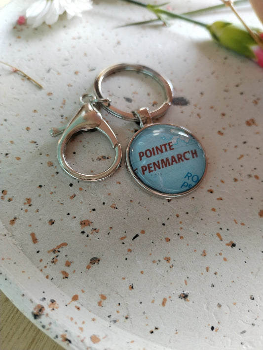 Porte clé ville de Pointe de Penmarc'h carte routière -recyclage