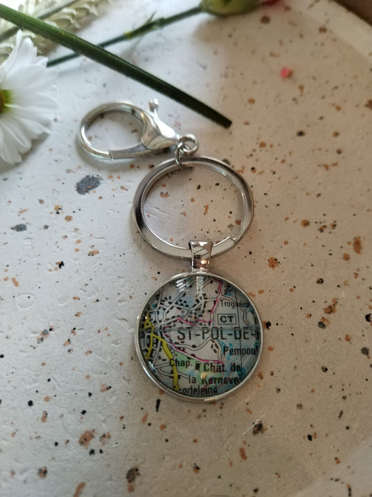 Porte clé ville St Pol carte routière -recyclage