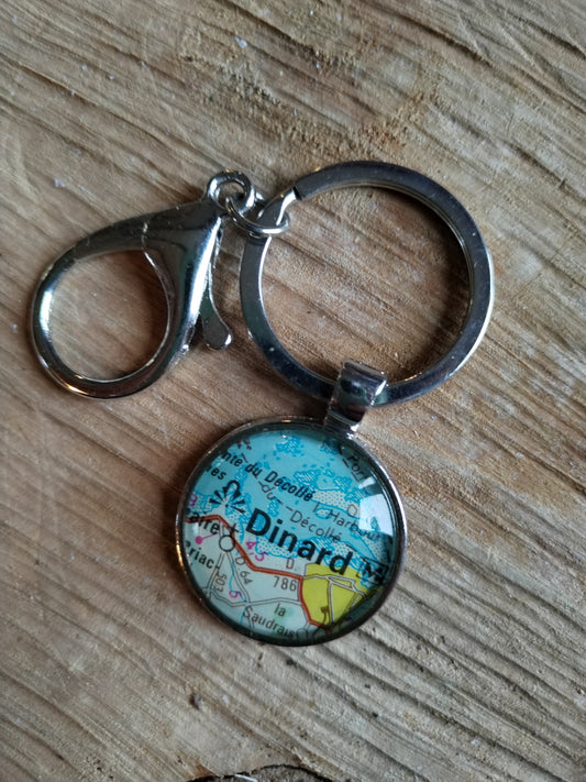 Porte clé Dinard carte routière -recyclage