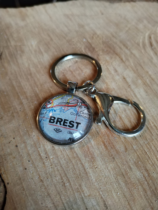 Porte clé carte routière -Brest -