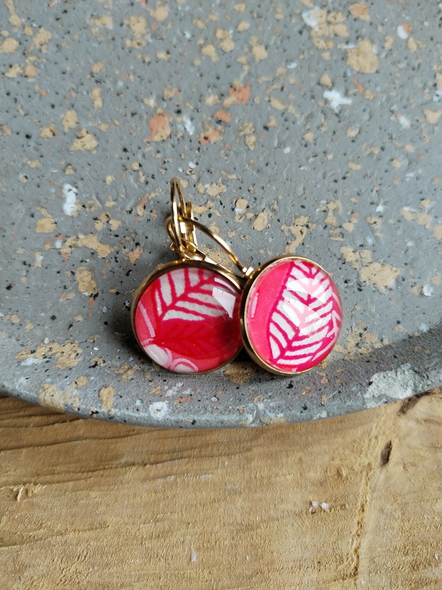 Boucles d'oreilles dormeuses rondes 16 mm- Acier inoxydable doré rose