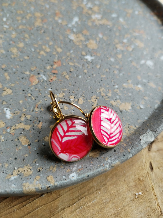 Boucles d'oreilles dormeuses rondes 16 mm- Acier inoxydable doré rose