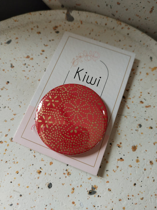 Badge 44mm - papier japonais, rouge