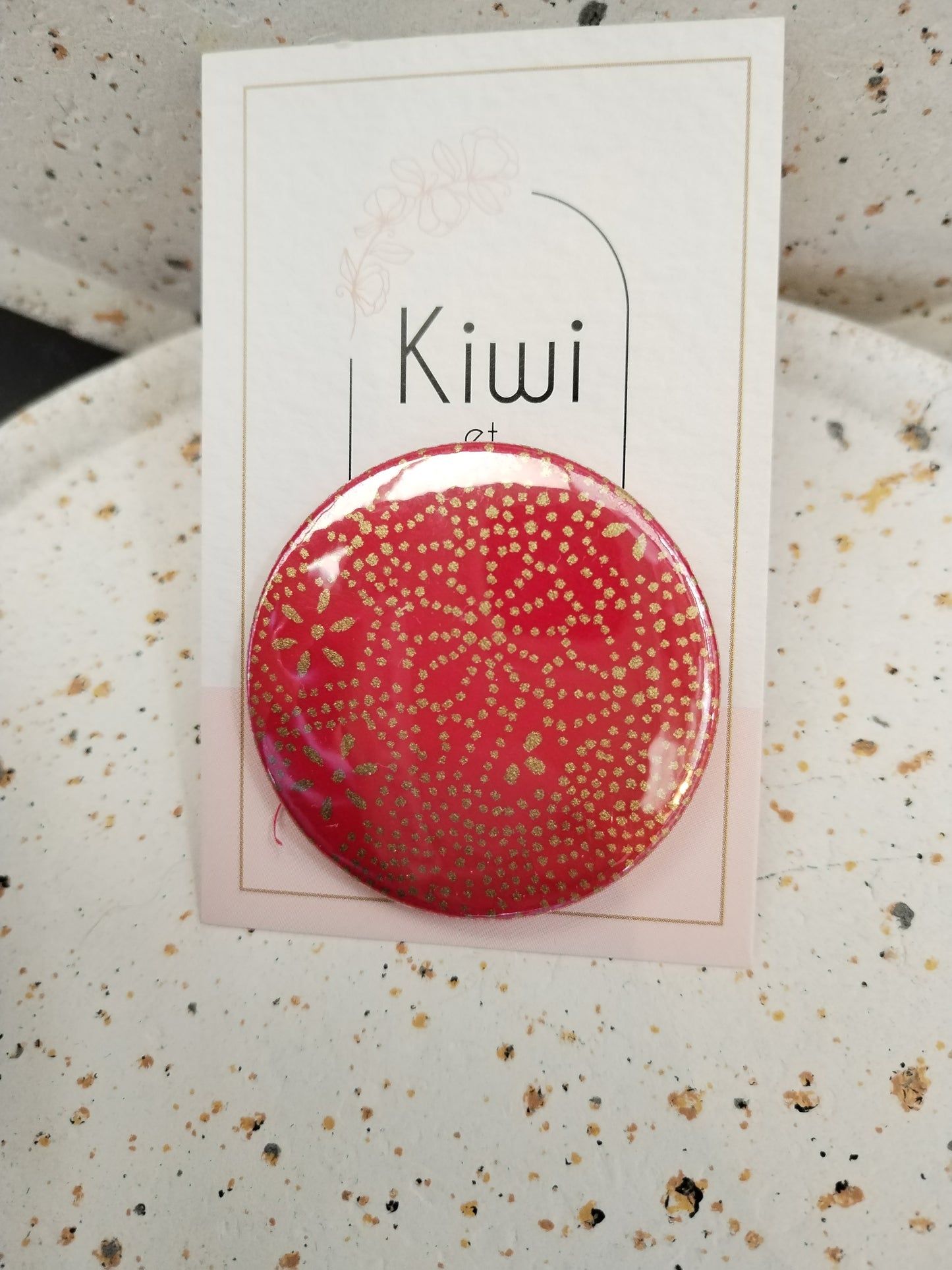 Badge 44mm - papier japonais, rouge