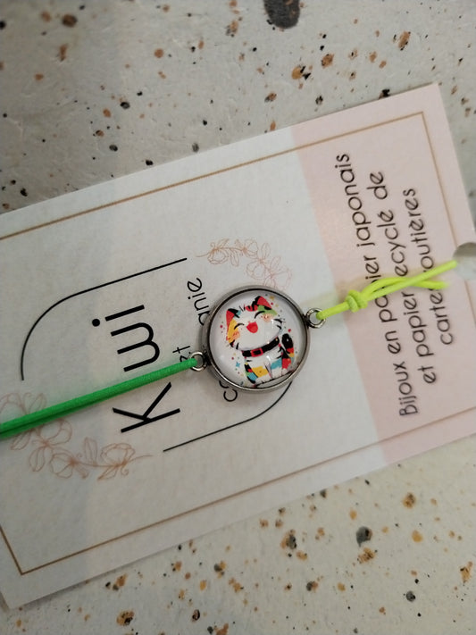 Bracelet réglable chat – Bijou fantaisie & cabochon 14mm | Cadeau original