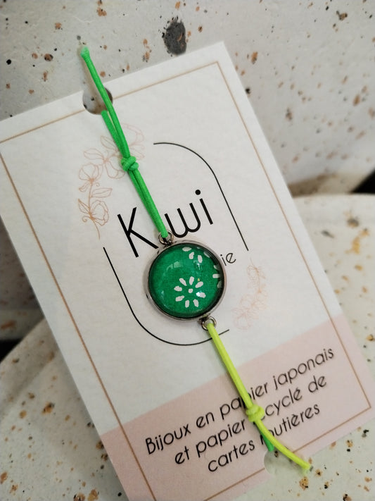 Bracelet élastique papier japonais vert