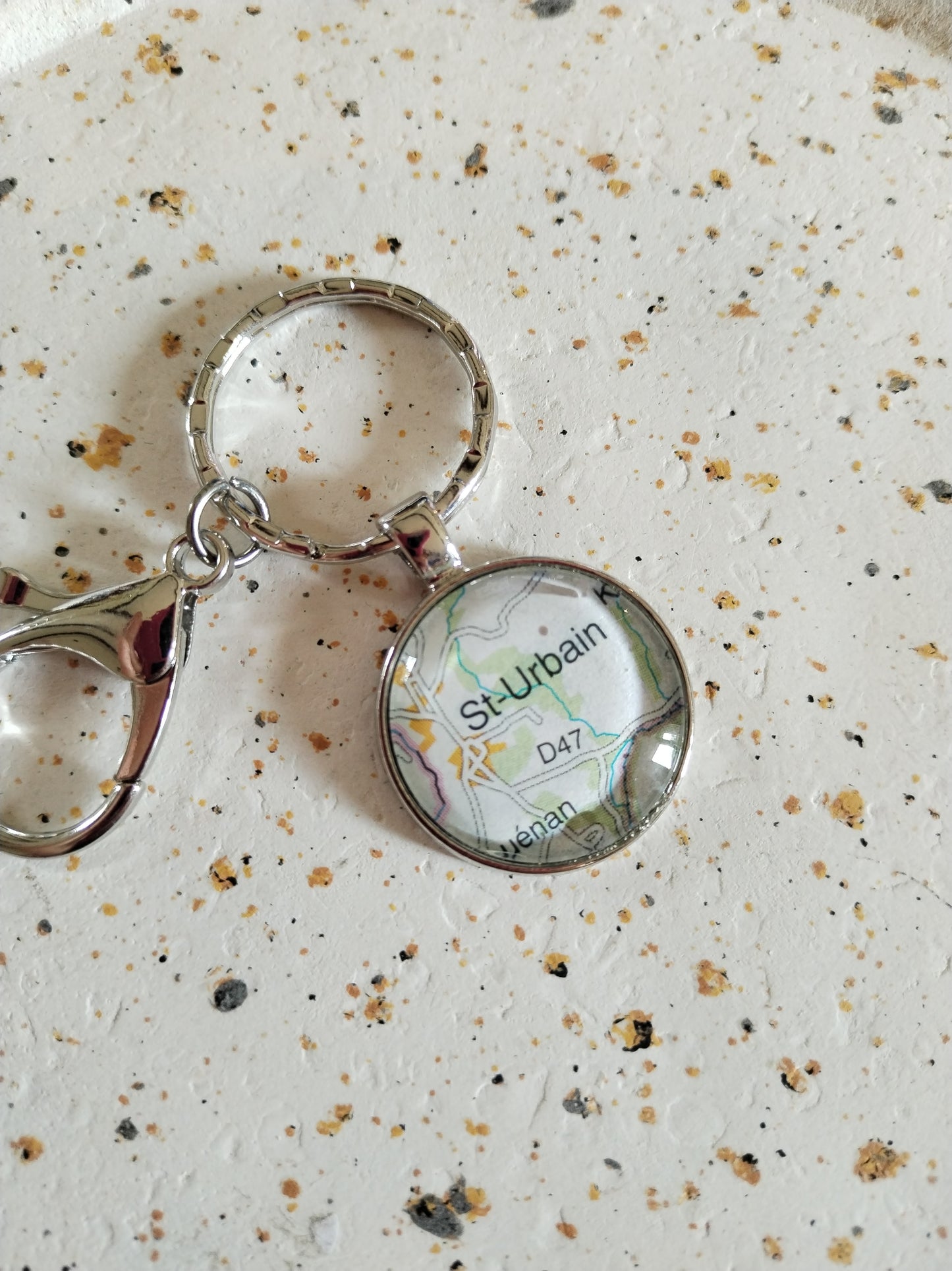 Porte clé recyclage carte routière - Saint Urbain (29) - Finistère