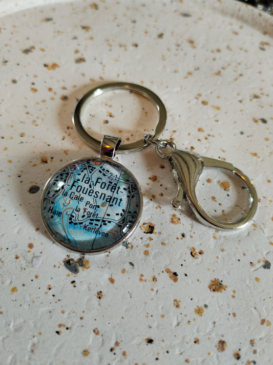 Porte clé recyclage carte routière - La Forest Fouesant (29) - Finistère