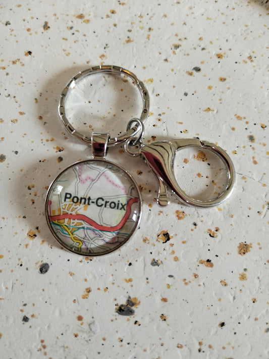 Porte clé recyclage carte routière - Pont-croix (29) - Finistère