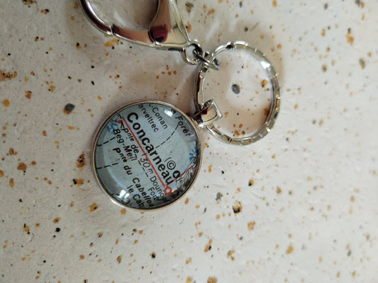 Porte clé recyclage carte routière - Concarneau (29) - Finistère