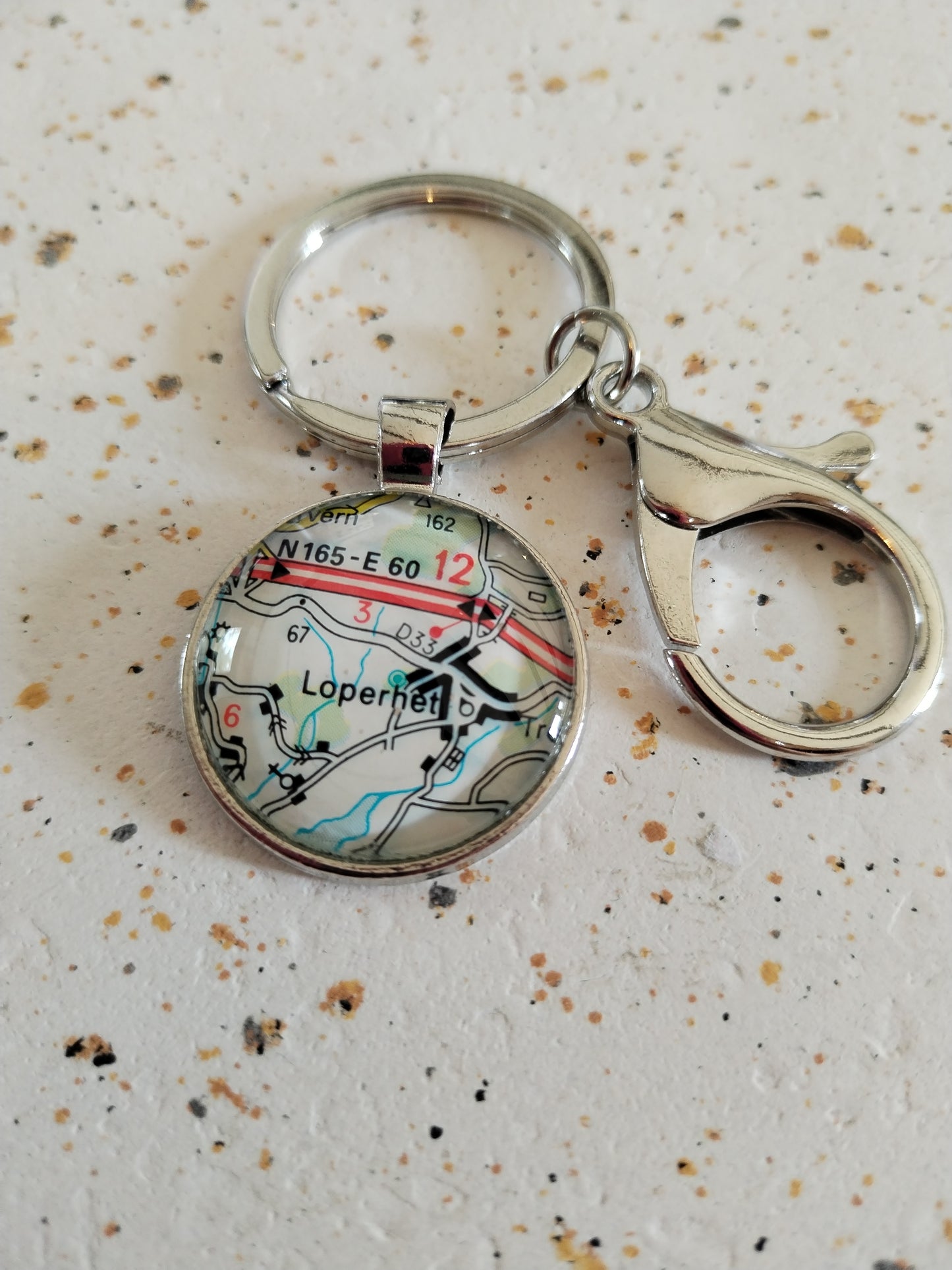 Porte clé recyclage carte routière - Loperhet (29) - Finistère