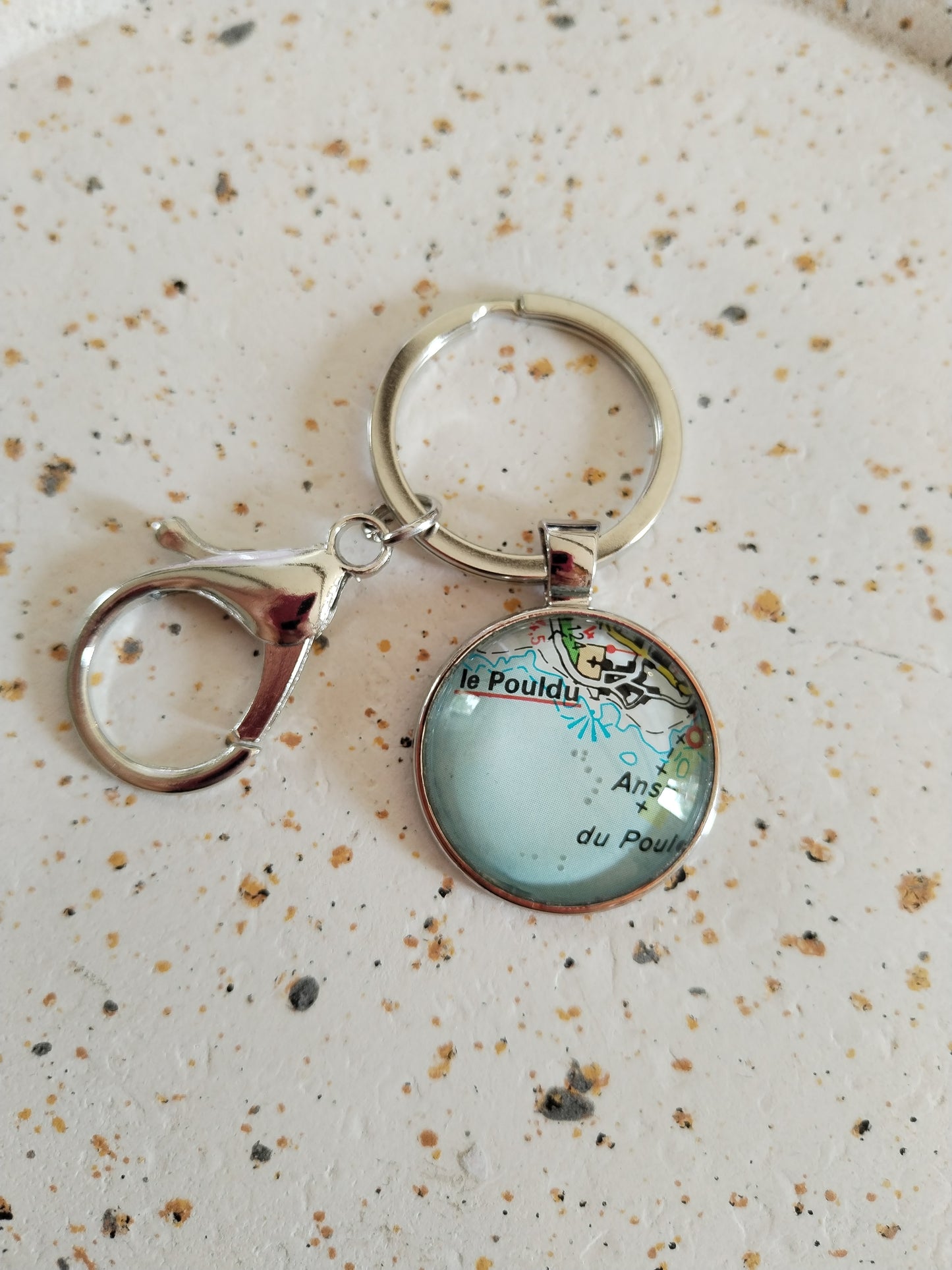 Porte clé recyclage carte routière - Le Pouldu (29) - Finistère