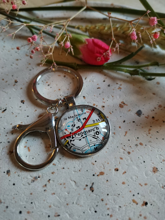 Porte clé ville Penmarc'h carte routière -recyclage
