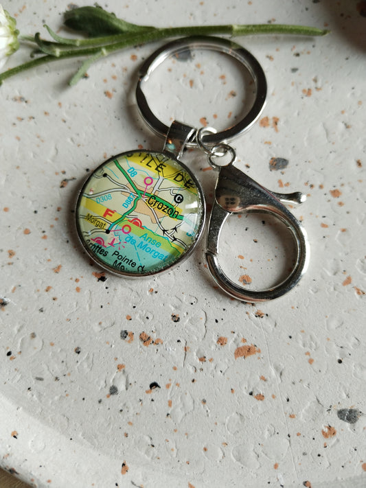 Porte clé ville Crozon carte routière -recyclage