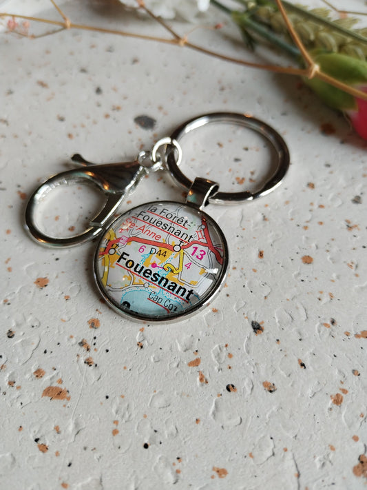 Porte clé ville Fouesnant carte routière -recyclage