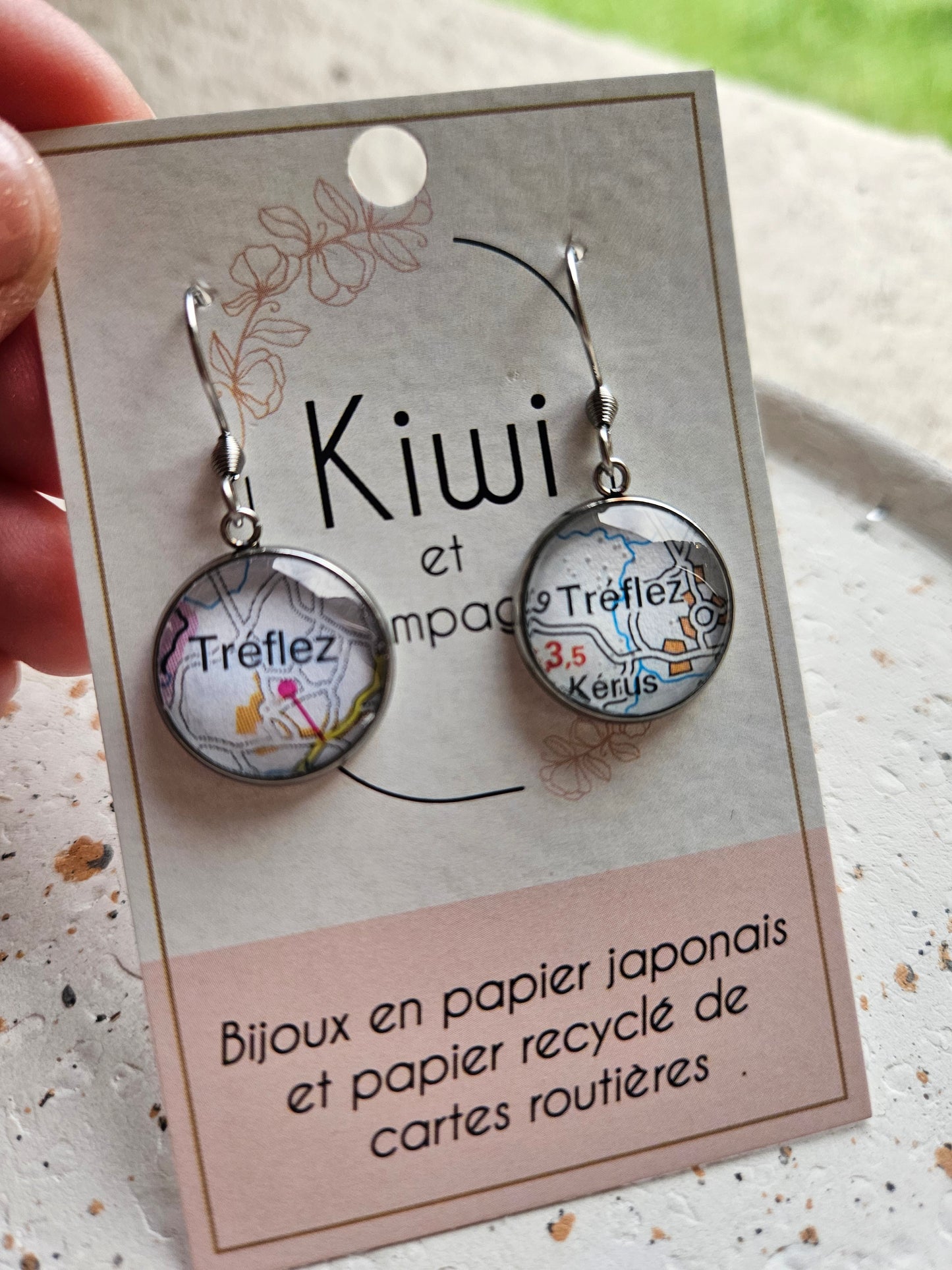 Boucles d'oreilles cartes routières Tréflez