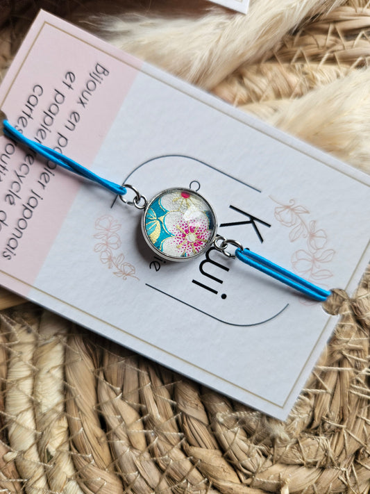Bracelet élastique papier japonais fleur