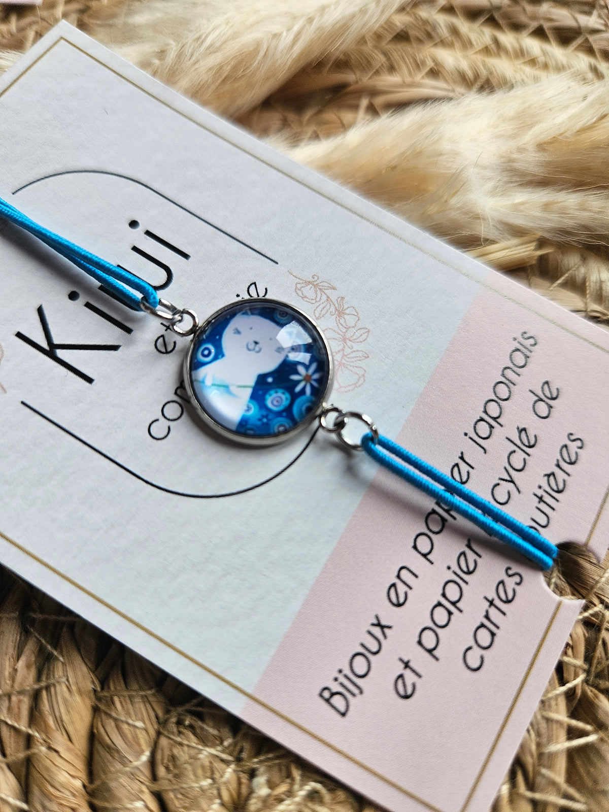 Bracelet élastique papier chat blanc (Copie)