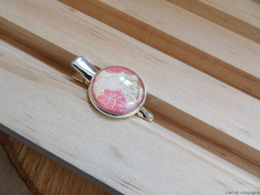 Barrette - papier japonais rose