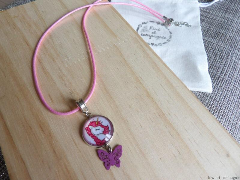 Collier enfant - licorne rose