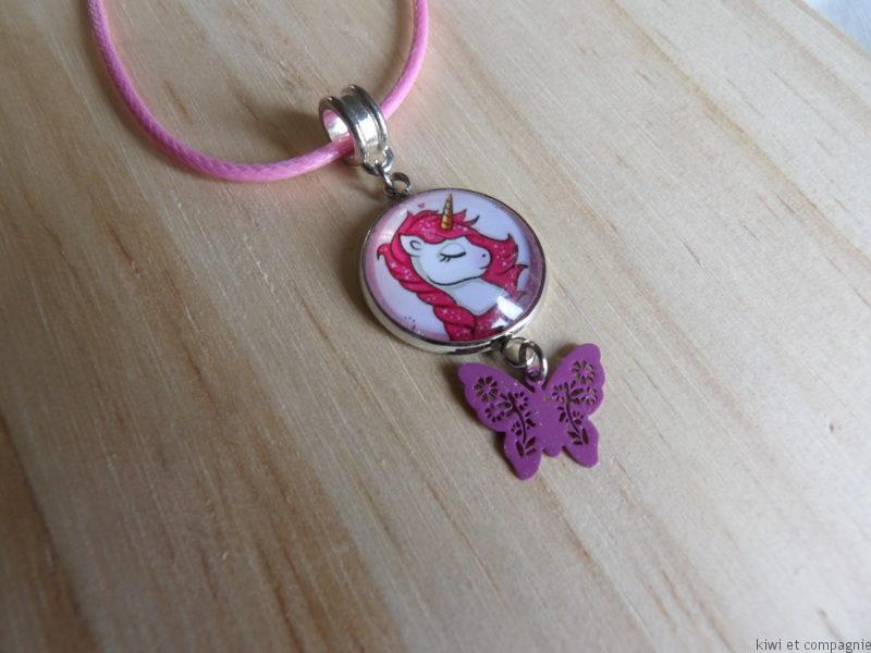 Collier enfant - licorne rose