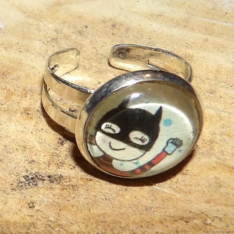 Bague fille - cabochon 12mm - wonder woman