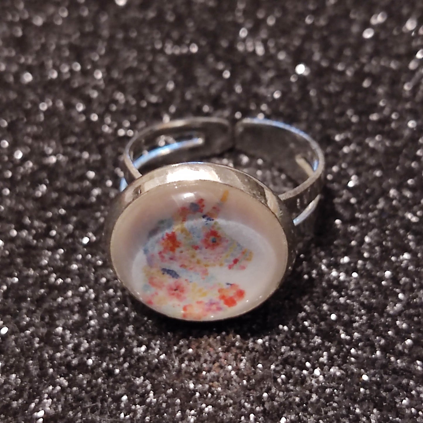 Bague fille - cabochon 12mm - licorne fond blanc