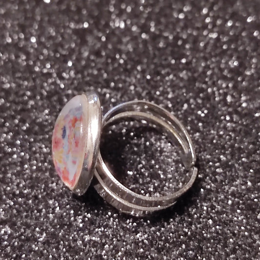 Bague fille - cabochon 12mm - licorne fond blanc