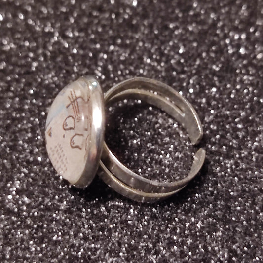 Bague fille - cabochon 12mm - chat