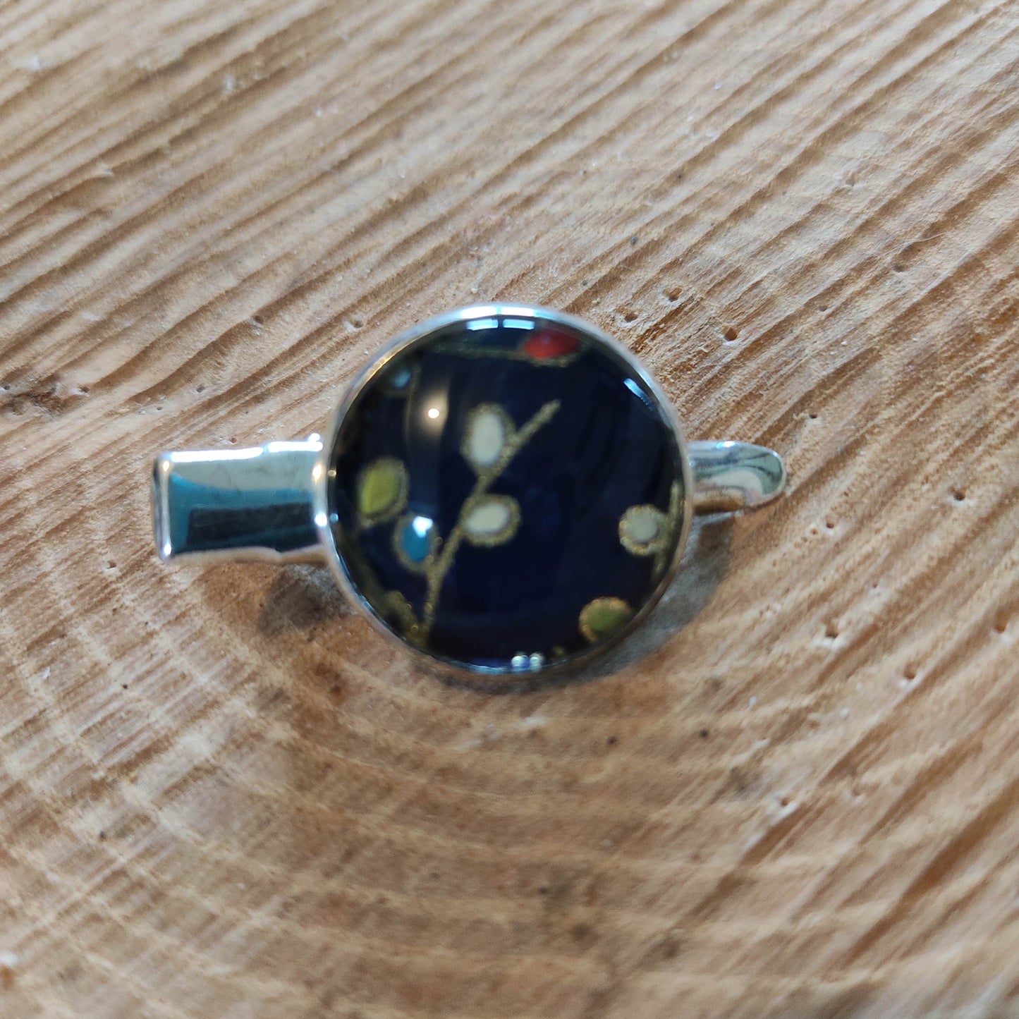 Barrette - floral fond bleu nuit