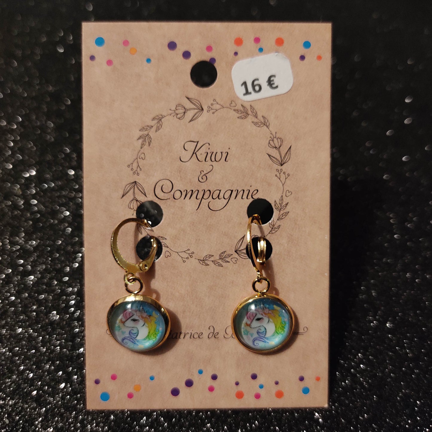 Dormeuse - modèle enfant avec cabochons ronds 12mm - licorne