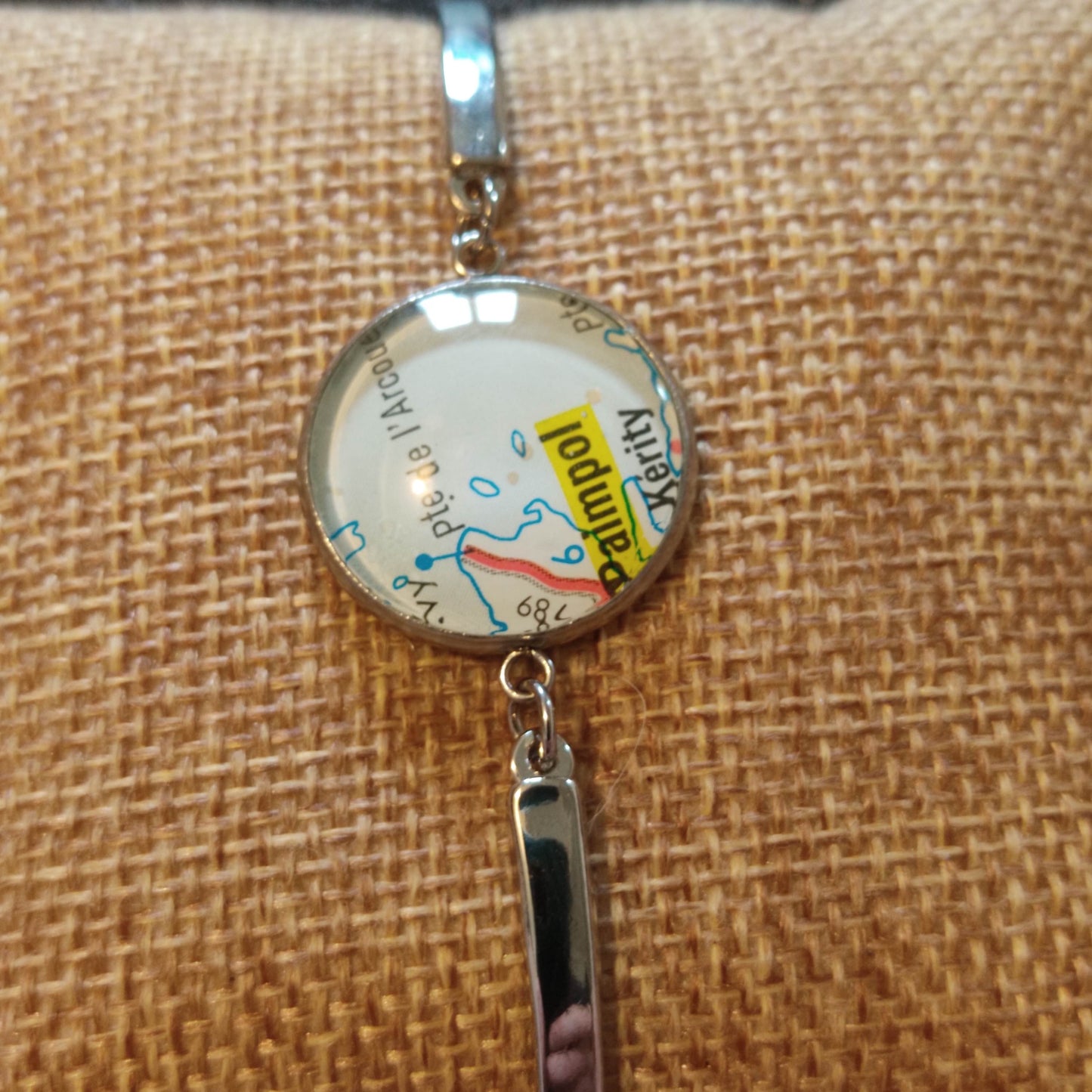 Bracelet rigide acier inoxydable - 20mm - Recyclage carte routière Paimpol, Kérity (22)