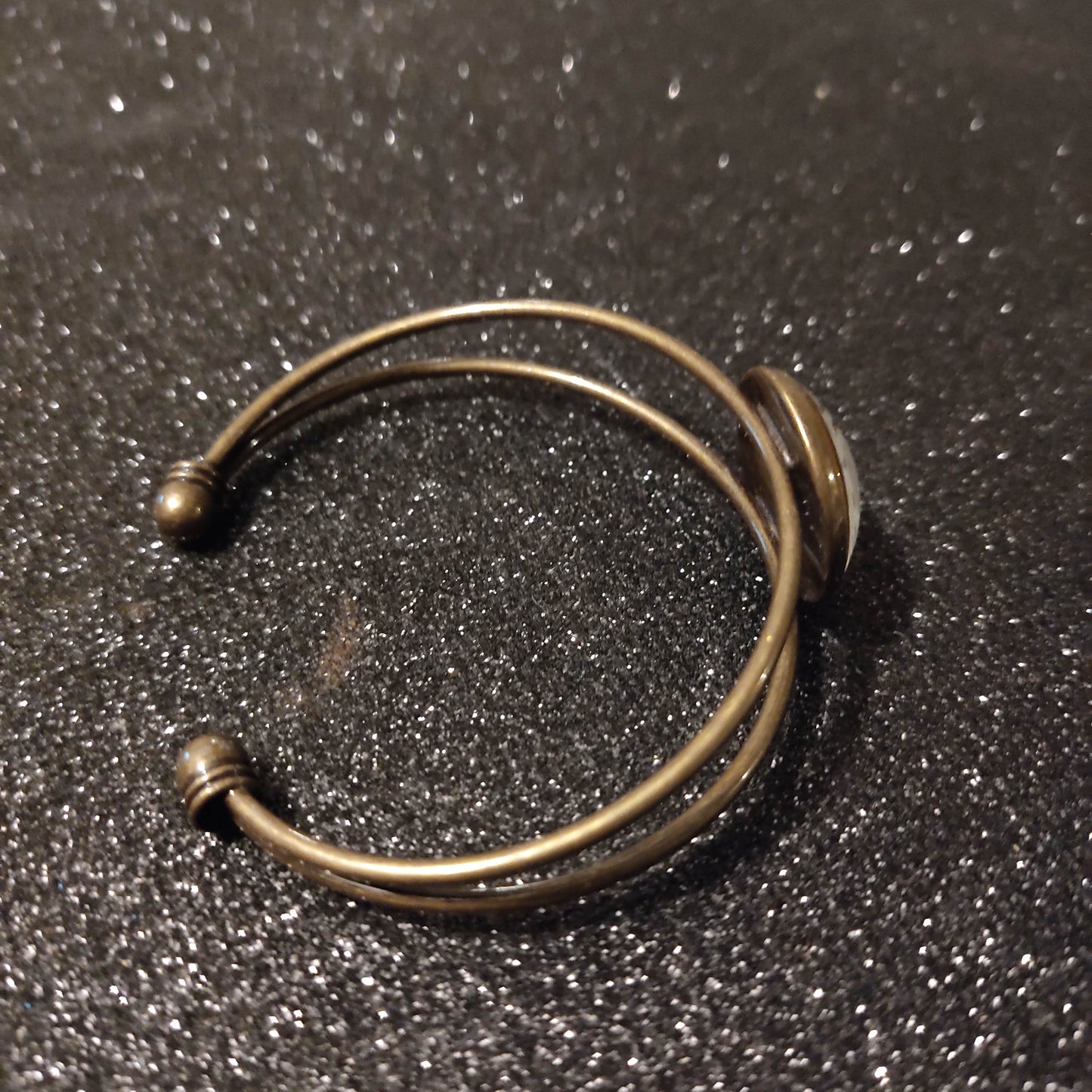 Bracelet manchette - bronze - fleur de cerisier blanche, moutarde