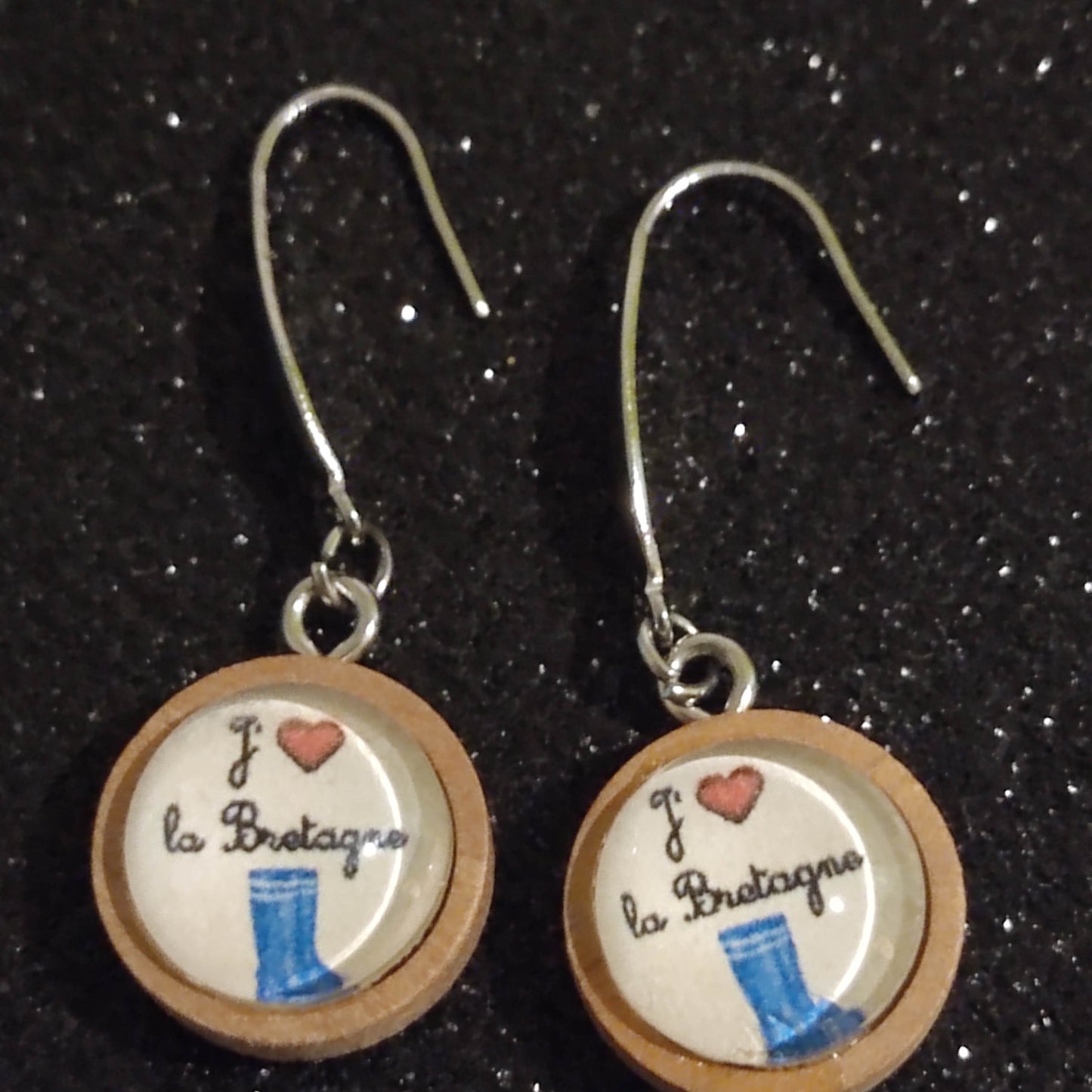 Boucles d'oreilles support bois 15mm - J'aime la bretagne