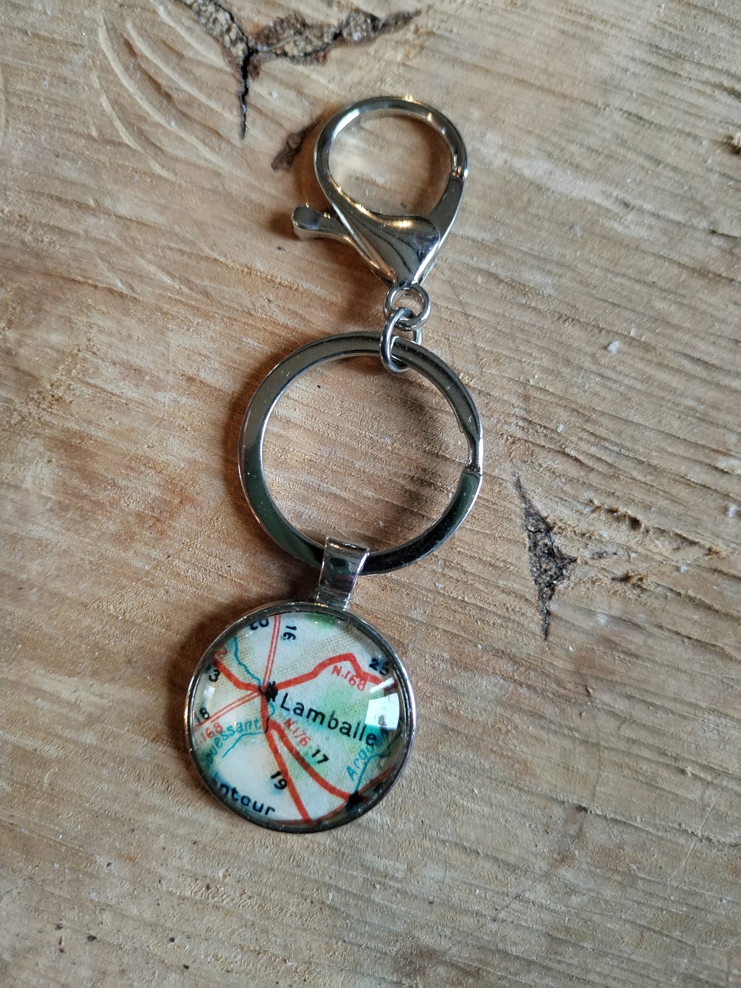 Porte clé  carte routière - lamballe vintage