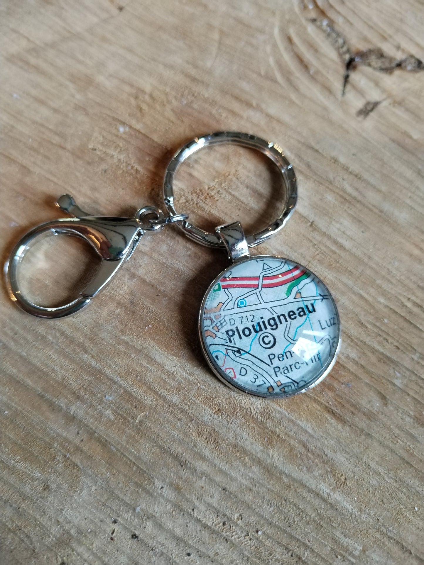 Porte clé  carte routière -Plouigneau