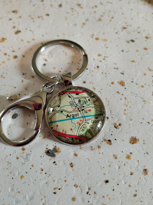 Porte-clé Argol – Carte routière recyclée | Souvenir de Bretagne