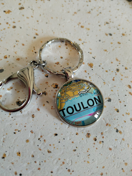 Porte clé recyclage carte routière - Toulon (83) - Var