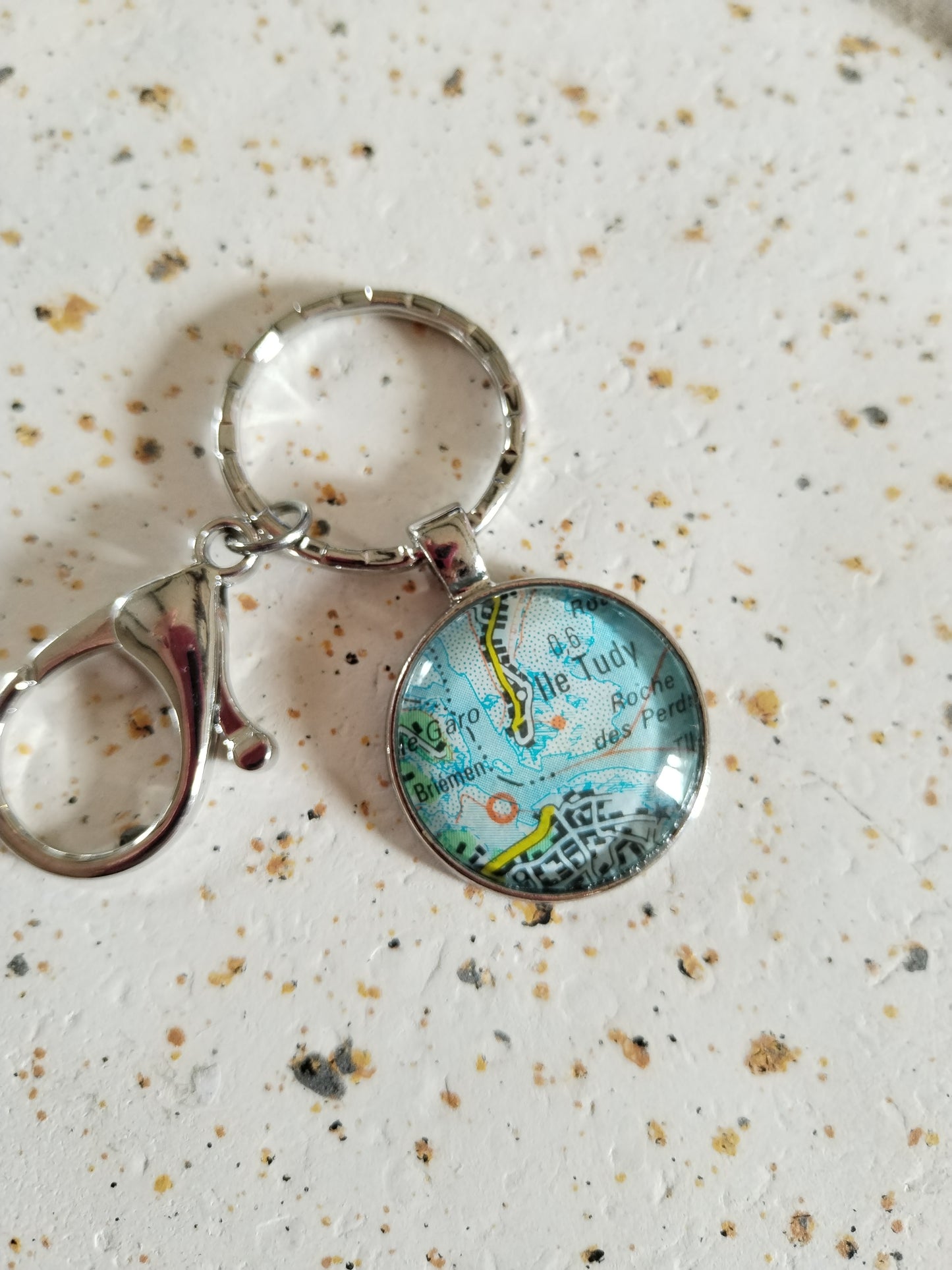 Porte clé recyclage carte routière - Ile Tudy (29) - Finistère