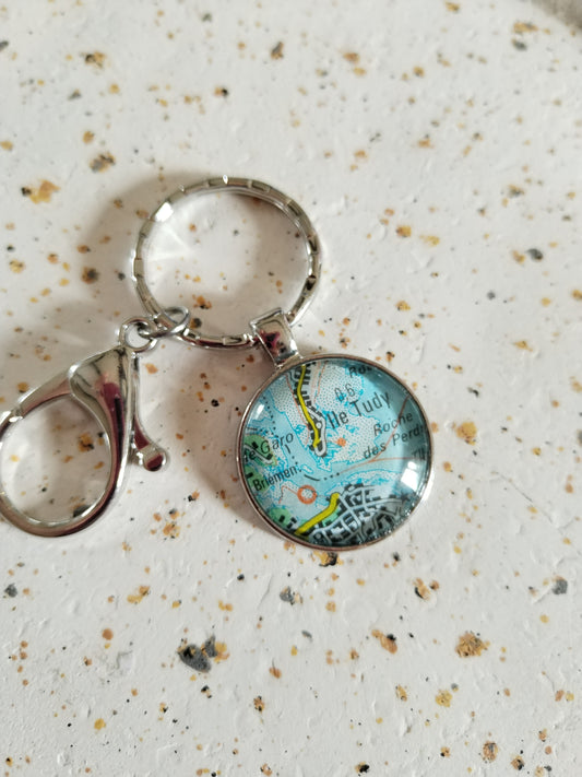 Porte clé recyclage carte routière - Ile Tudy (29) - Finistère