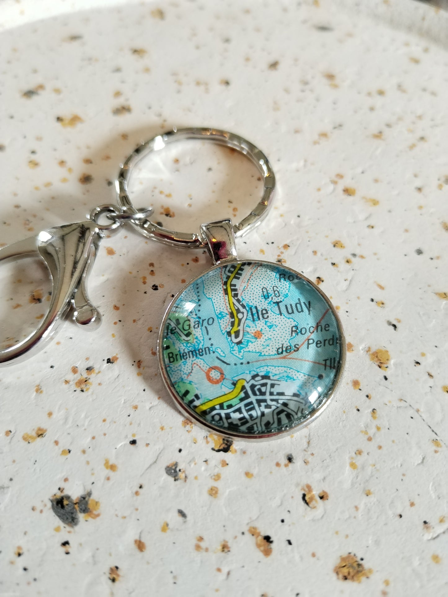 Porte clé recyclage carte routière - Ile Tudy (29) - Finistère