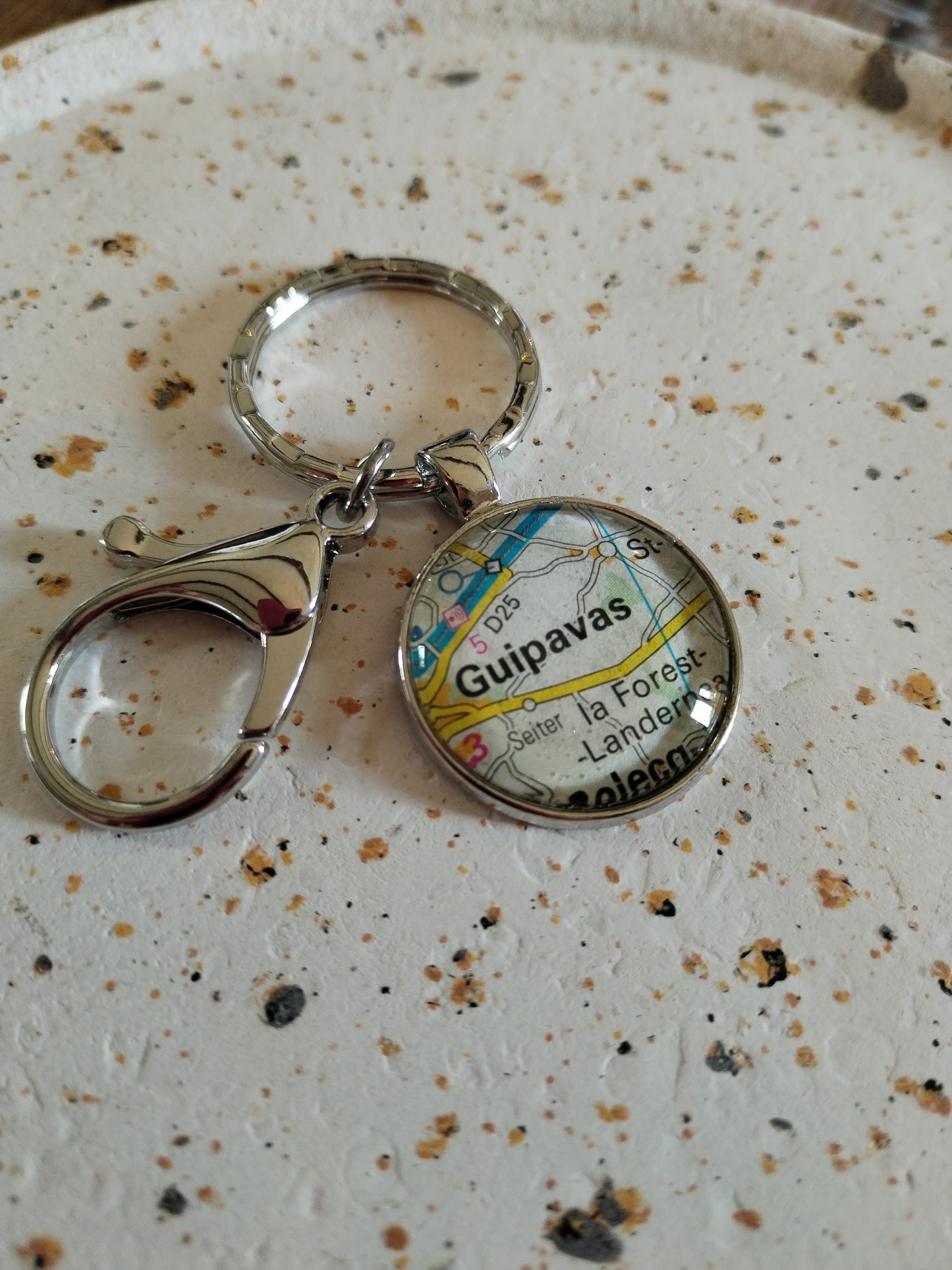 Porte clé recyclage carte routière - Guipavas (29) - Finistère