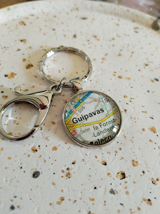 Porte clé recyclage carte routière - Guipavas (29) - Finistère