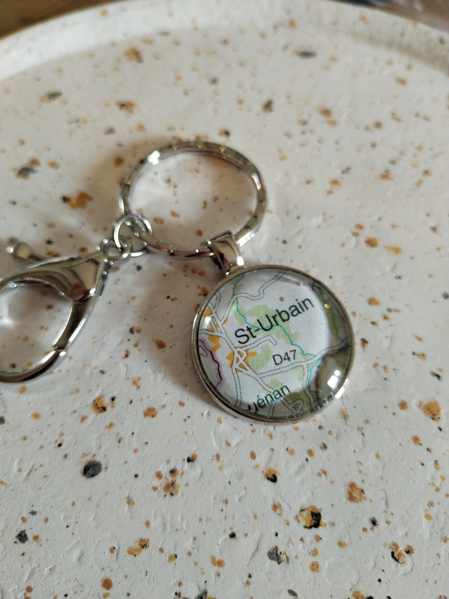 Porte clé recyclage carte routière - Saint Urbain (29) - Finistère